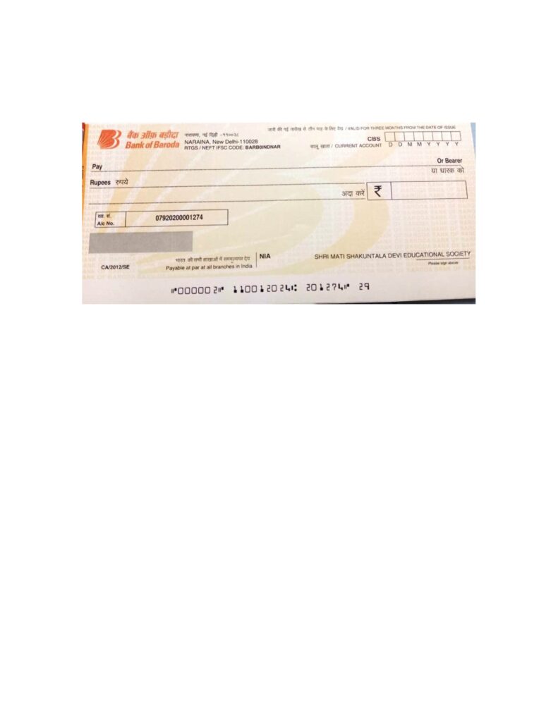 Shri Mati Shakuntala Devi Educational Society Cancel Cheque